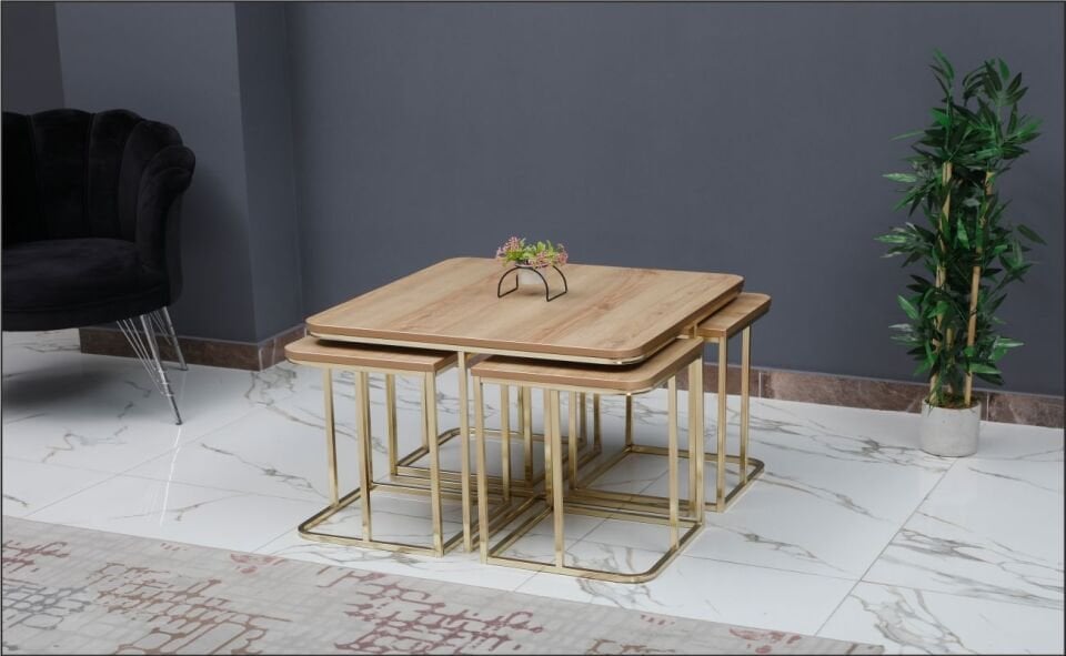 Odabaşı Yaşam 4+1 Sehpa Ceviz Gold Ayak