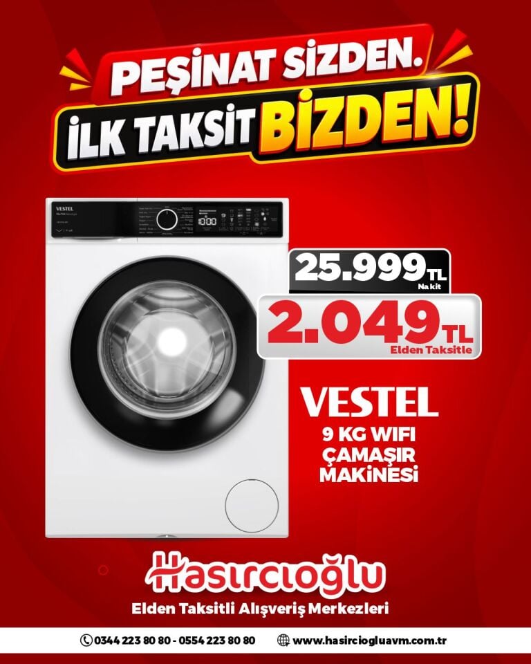 VESTEL 9 KG WFI DESTEKLİ ÇAMAŞIR MAKİNASI