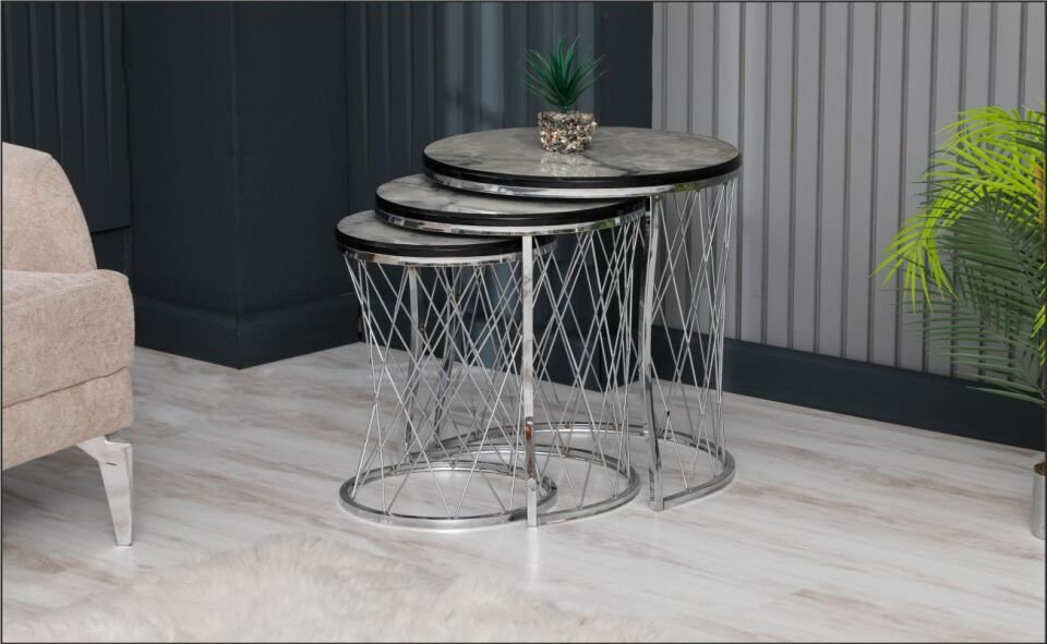 Odabaşı Hasır Ahşap C Zigon Sehpa İroni Krom