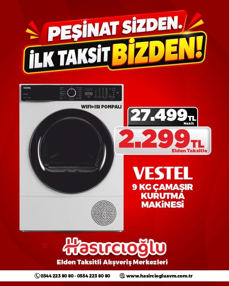 VESTEL 9 KG ÇAMAŞIR KURUTMA MAKİNESİ