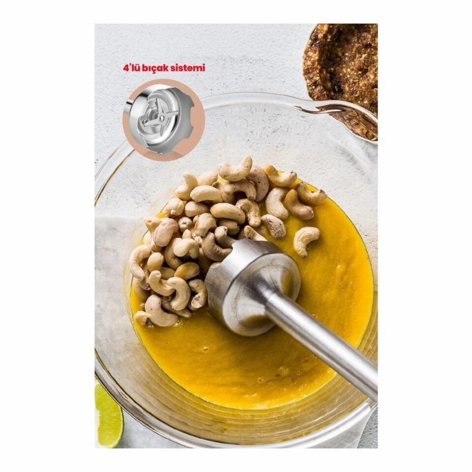 Goldmaster GM-7244G Maximix Gold 1000 Watt 4 Bıçaklı Paslanmaz Çelik Turbo Hız Ayarlı El Blender