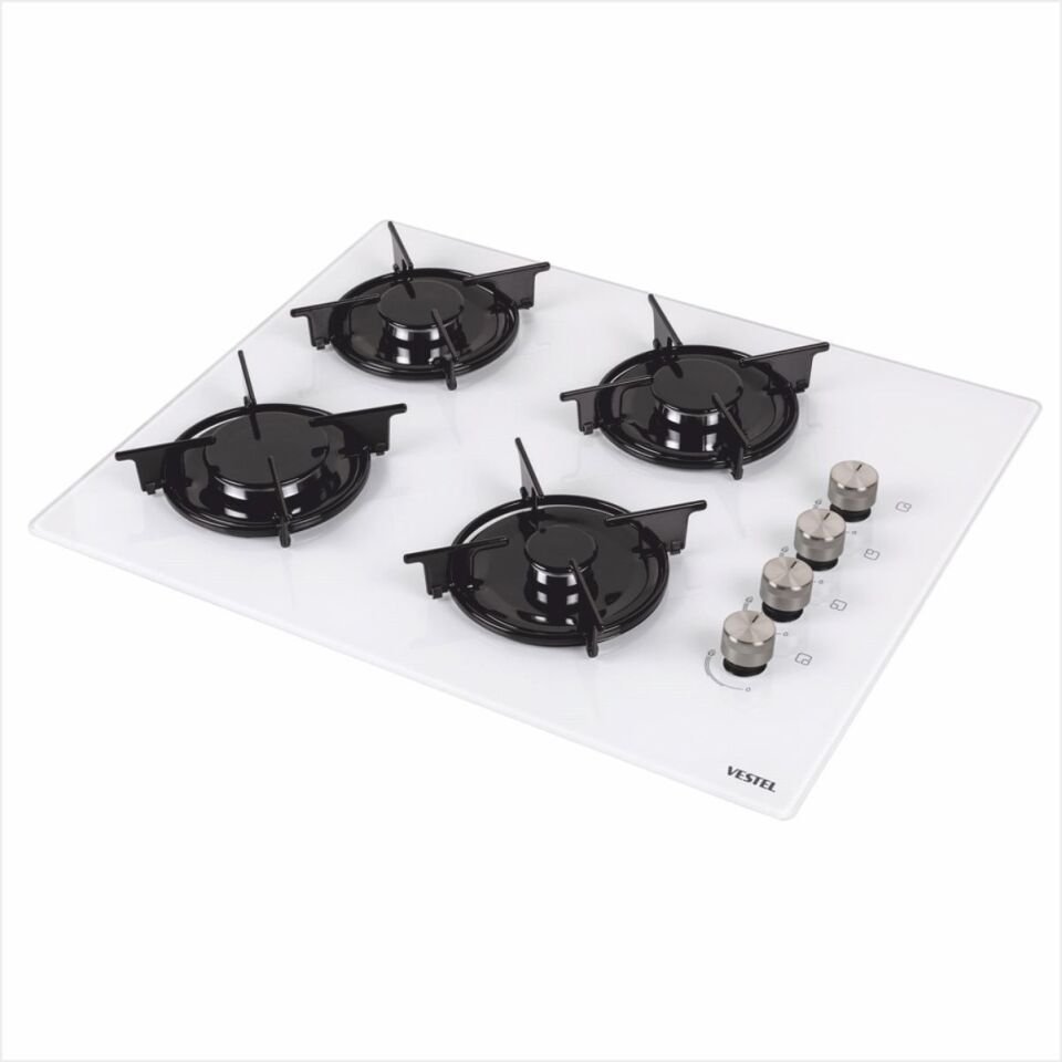 Vestel Ao-65104 B-T Beyaz Cam Ankastre Ocak