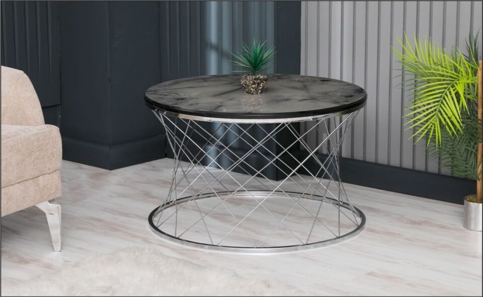 Odabaşı Hasır C Ahşap Orta Sehpa İroni Krom