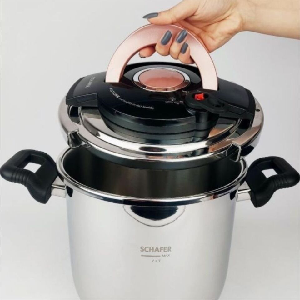 Schafer Cooky Düdüklü Tencere 7 L- Siyah/Rosegold