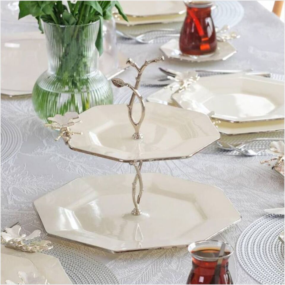 GLORE DOLMABAHÇE SEKİZGEN KREM PLATİN 28 PARÇA TEA TİME