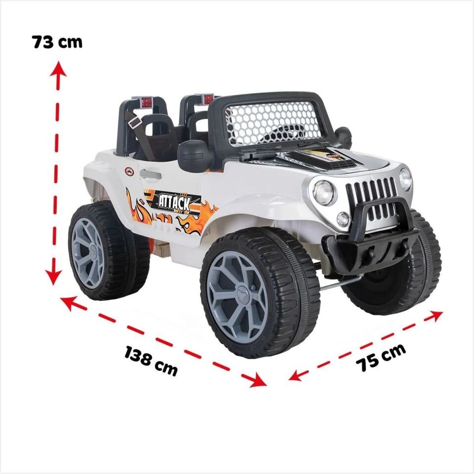 PİLSAN ATTACK ÇİFT KİŞİLİK AKÜLÜ ARABA 12V KUMANDALI BEYAZ