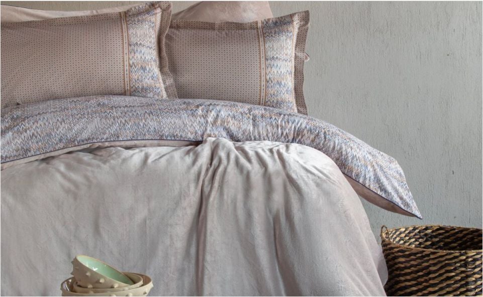 Pamuklar Apricitas Cıft Kısılık Elegance Baskılı Saten Nevresim Takımı Franny Beıge