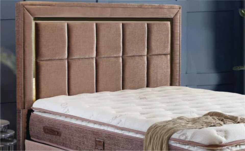 TOMA TESLA BAZA YATAK SET 160X200 KAHVE ÇİZGİLİ