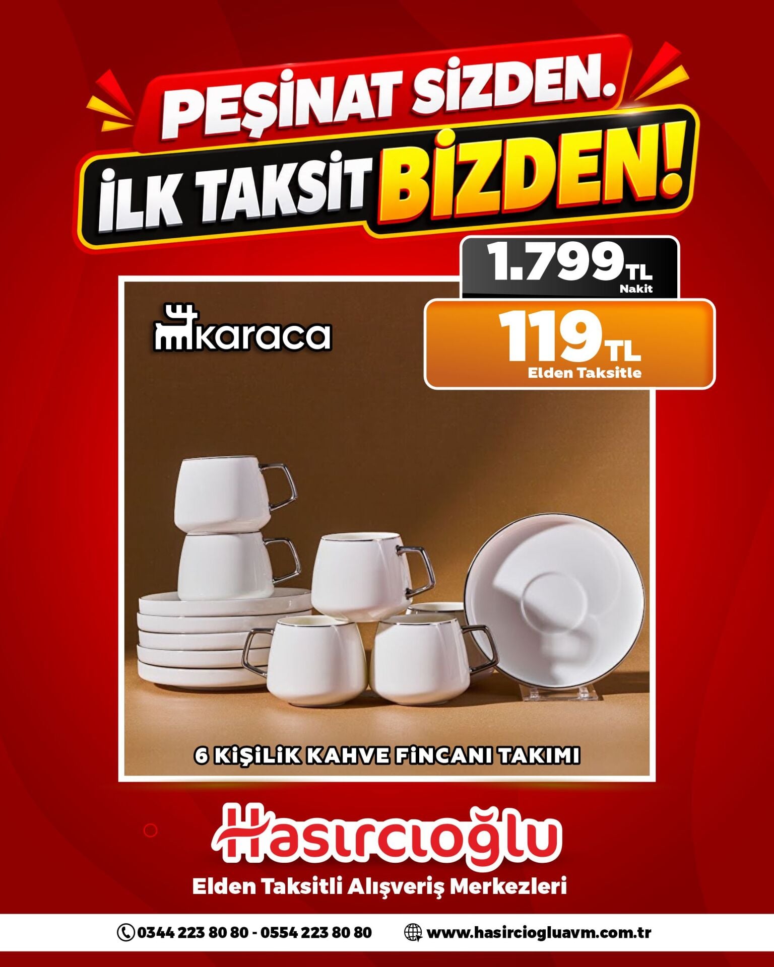 KARACA 6 KİŞİLİK KAHVE VE FİNCAN TAKIMI