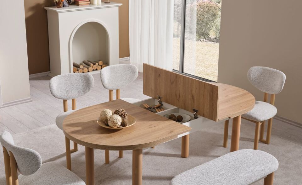 Bohem 90X156  Kaşıklıklı Kalın Ayak Masa