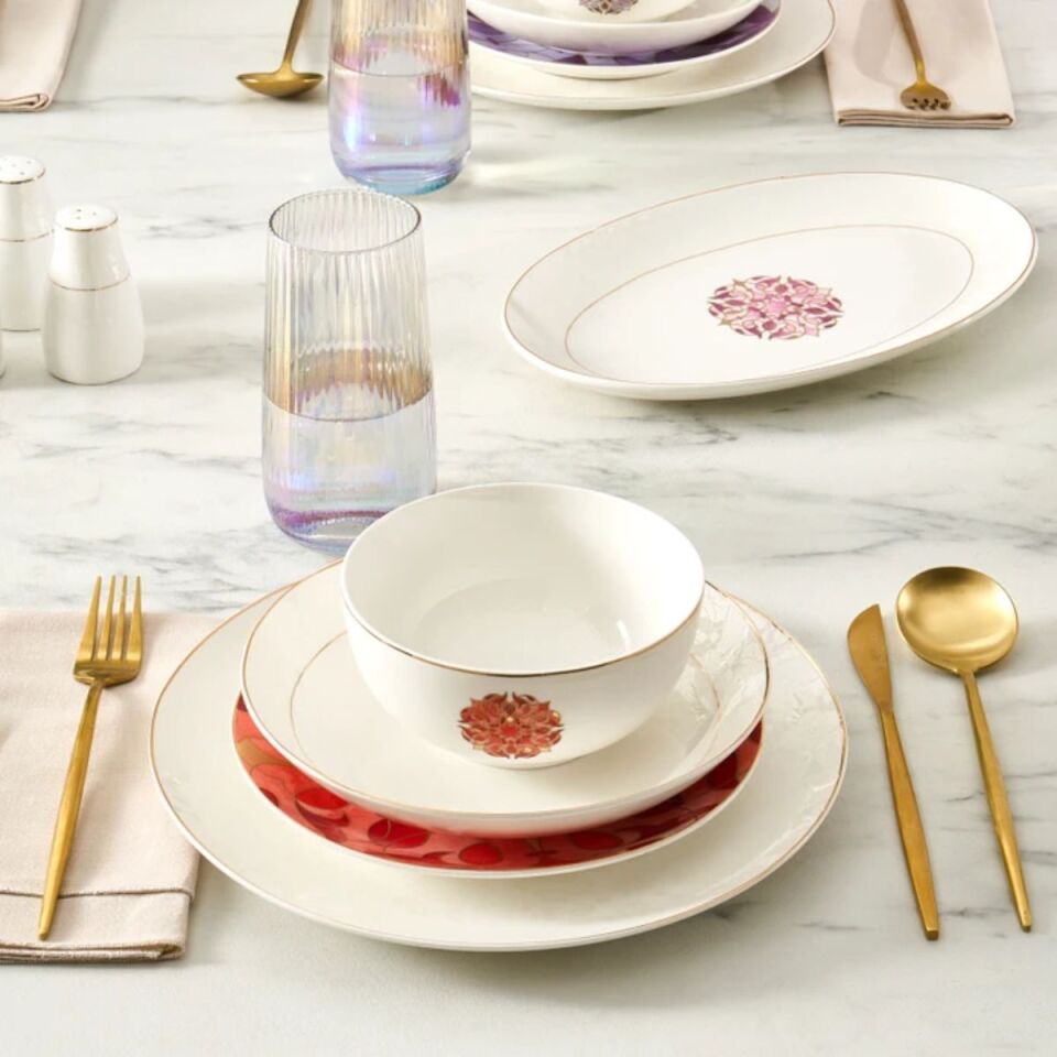 Karaca Elegance Bone Aria 56 Parça 12 Kişilik Yemek Takımı