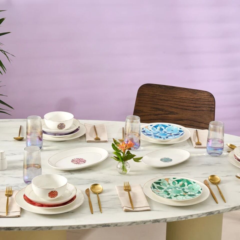 Karaca Elegance Bone Aria 56 Parça 12 Kişilik Yemek Takımı