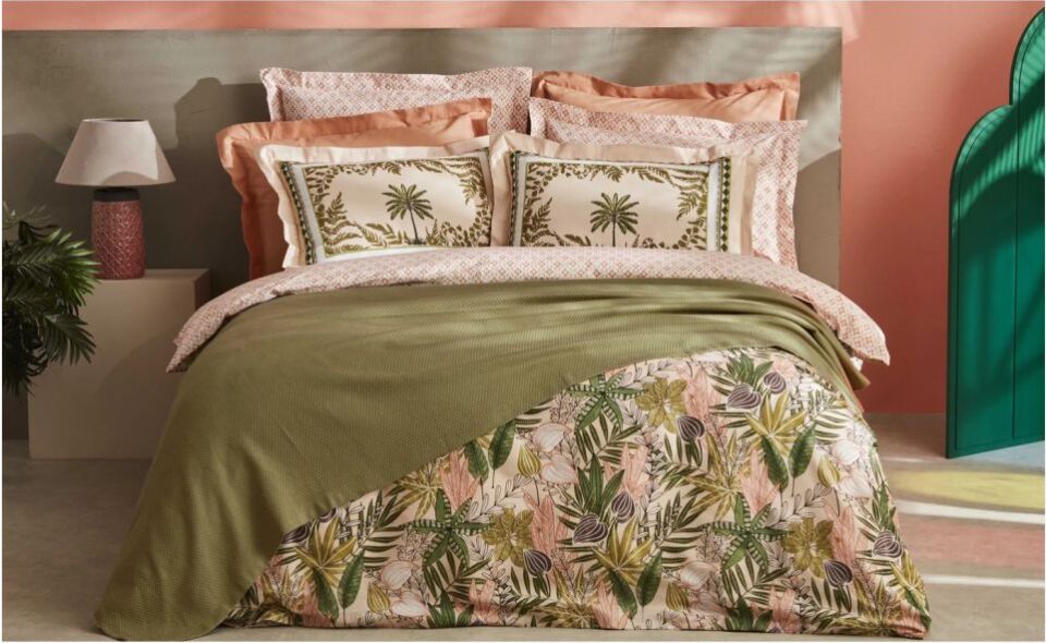 Karaca Home Afzelia Çift Kişilik Percale Nevresim Pike Hediyeli Takım Pudra