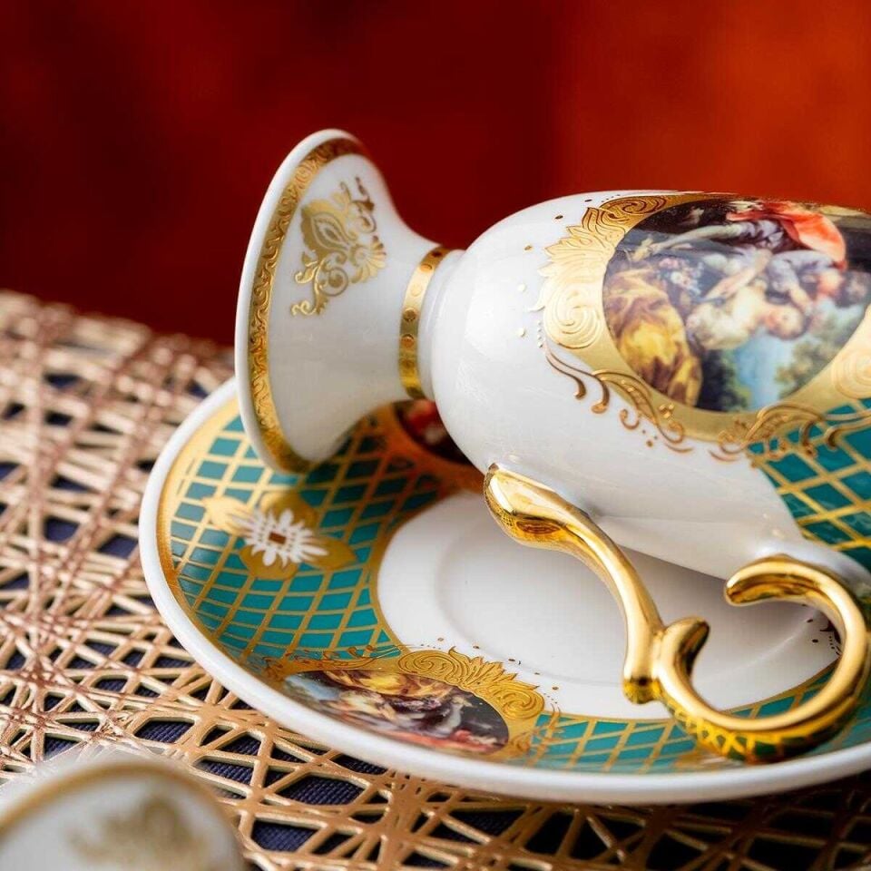 Acar Barock 6 Kişilik Porselen Kahve Fincanı Takımı - 90 ml