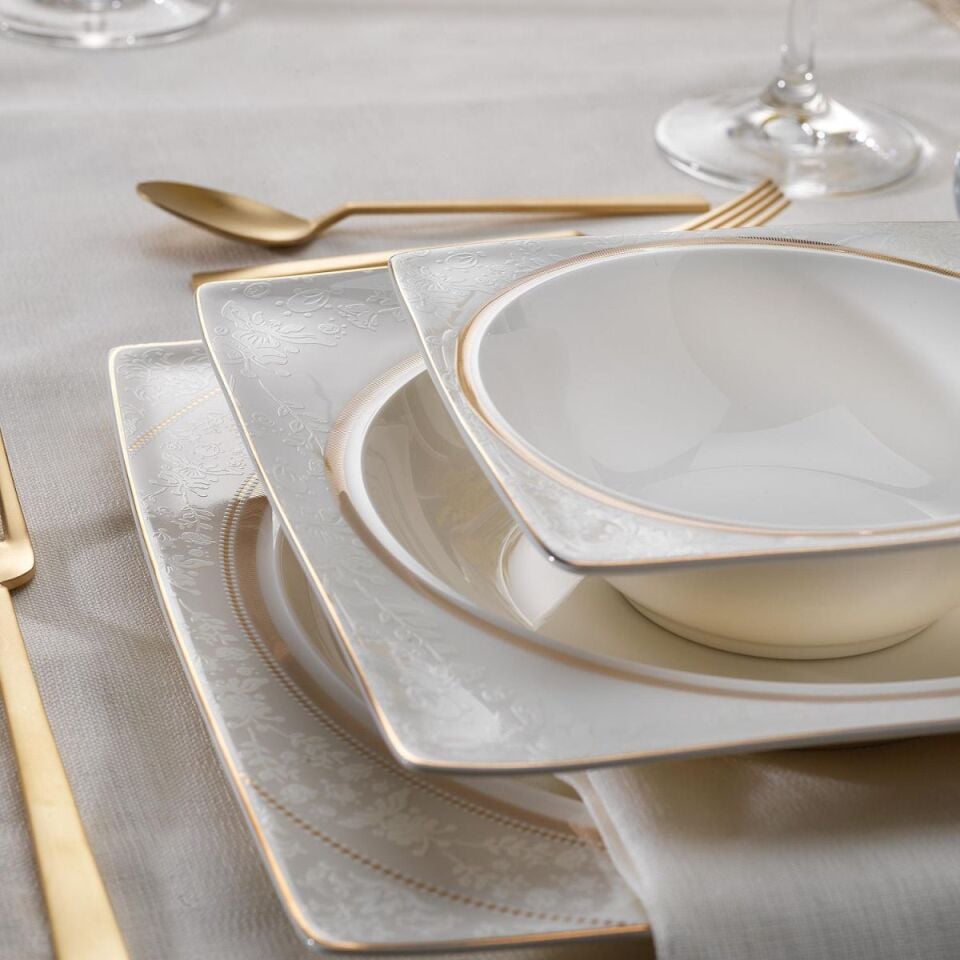 Schafer Glamor Elegant Yemek Takımı 60 Parça-Beyaz