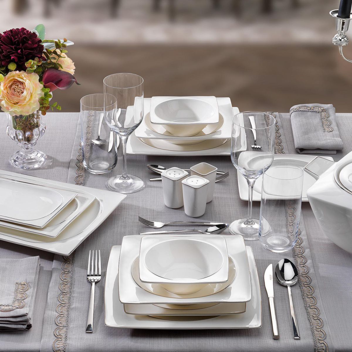 Schafer Glamor Pure Yemek Takımı 60 Parça-Platin