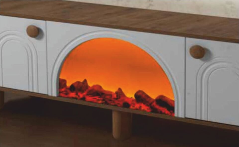 Linza Oval Tv Sehpası Ceviz Beyaz