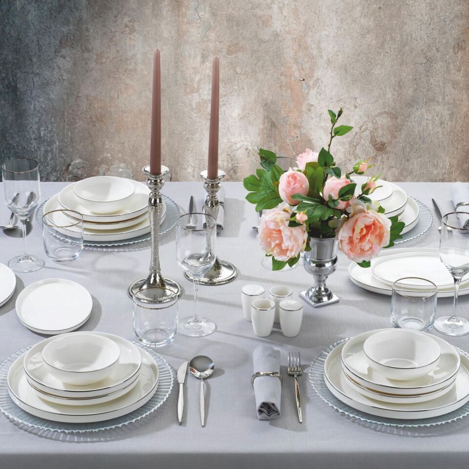 Schafer Adel Platin Yemek Takımı-56 Parça-Platin