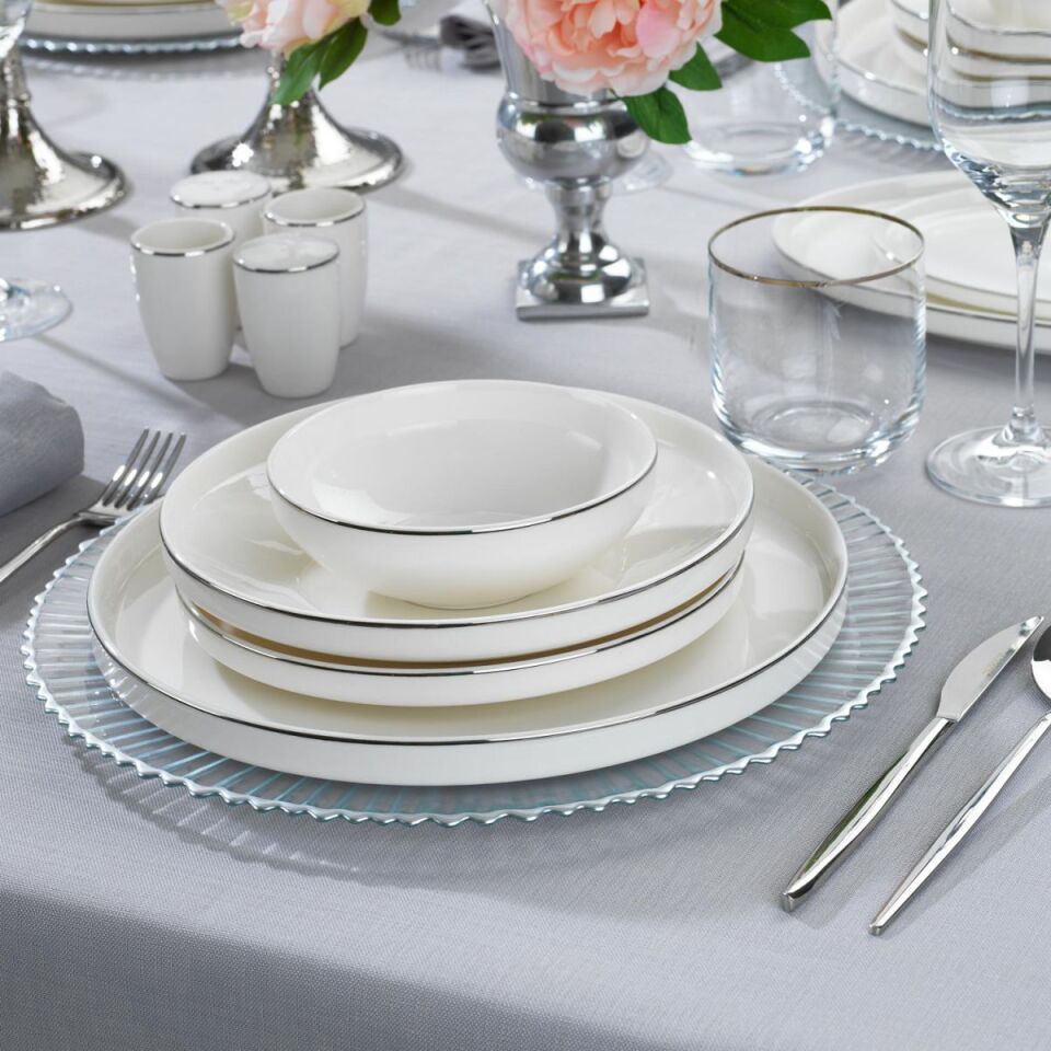 Schafer Adel Platin Yemek Takımı-56 Parça-Platin