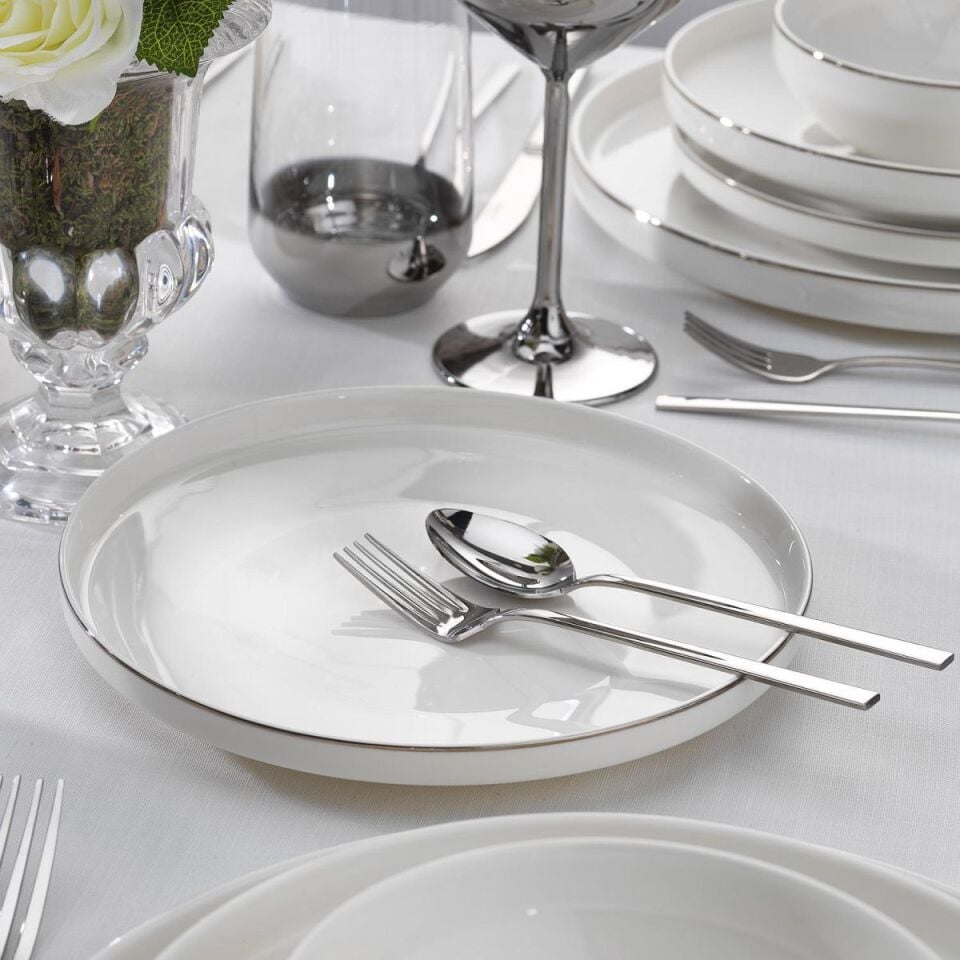 Schafer Adel Platin Yemek Takımı-56 Parça-Platin