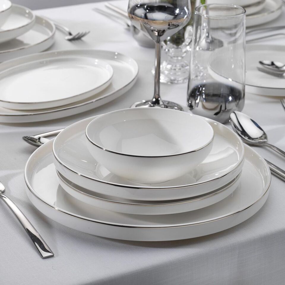 Schafer Adel Platin Yemek Takımı-56 Parça-Platin