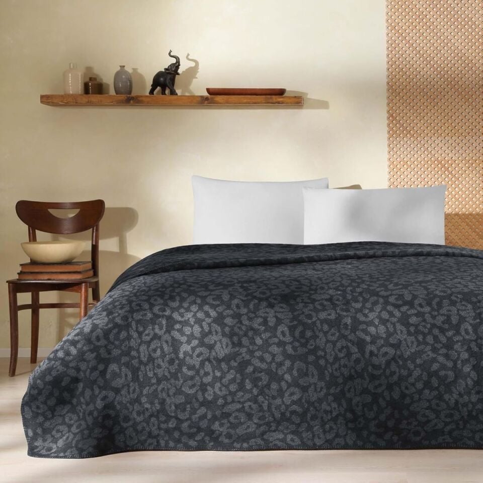 Taç Dobby Pamuk  Battanıye Siyah Çift Kişilik