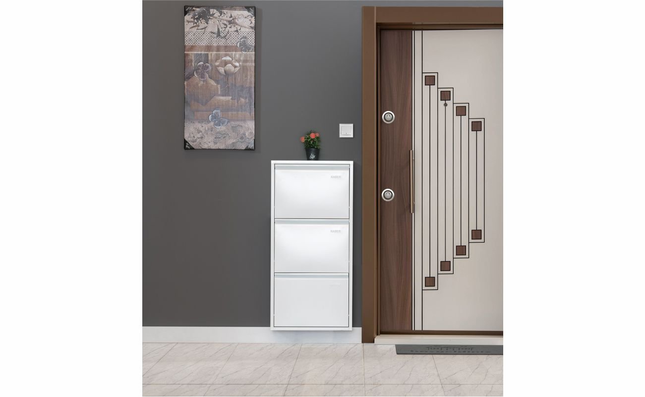 Doğuş 3 Lü Metal Ayakkabılık Beyaz