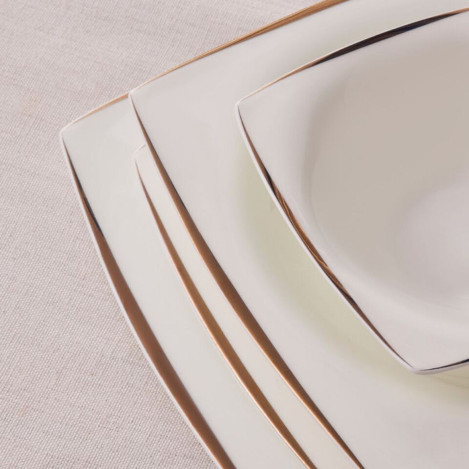 Karaca Fine Pearl New Agate Kare 58 Parça 12 Kişilik Yemek Takımı