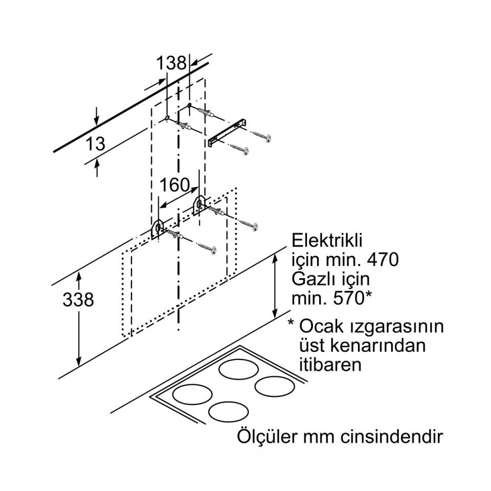 Profilo DVE6G560 Siyah Duvar Tipi Davlumbaz