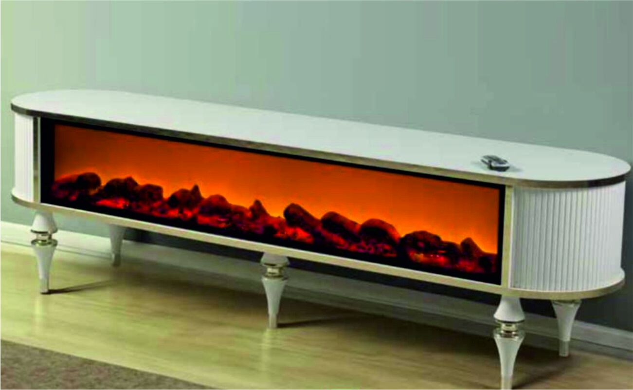 LİNZA OVAL HOPARLÖRLÜ ŞÖMİNELİ TV SEHPASI 180 CM AYTAŞI