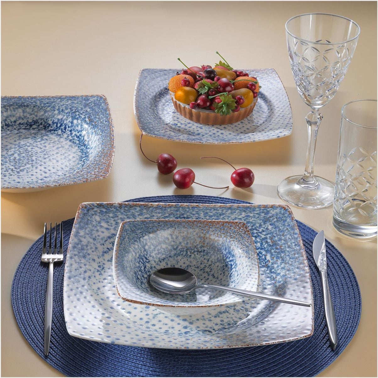Schafer Earth Yemek Takımı 24 Parça-Mavi