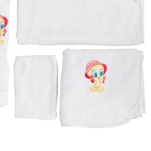 Özdilek Tweety Lisans Nakışlı Bambu Yenidoğan Bebek Bornoz Seti