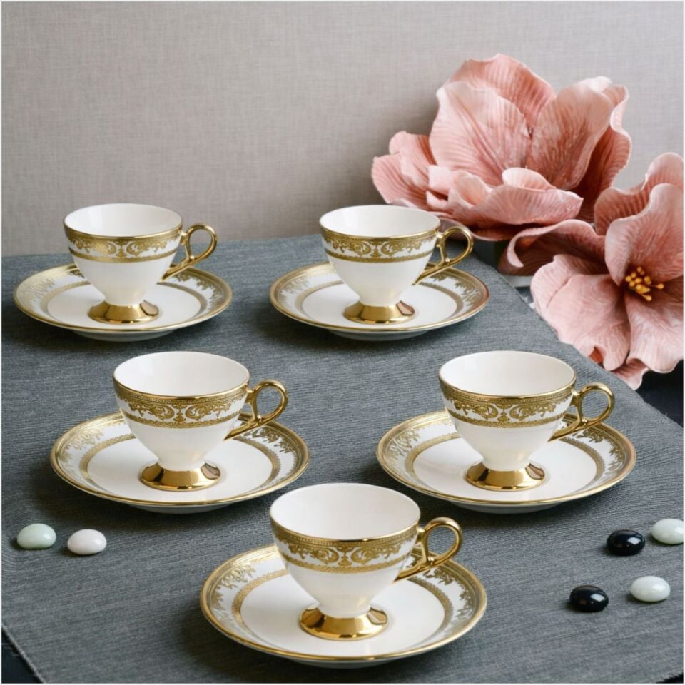 PAÇİ-KABARTMALI YALDIZLI 6LI KAHVE-P/POR-102205