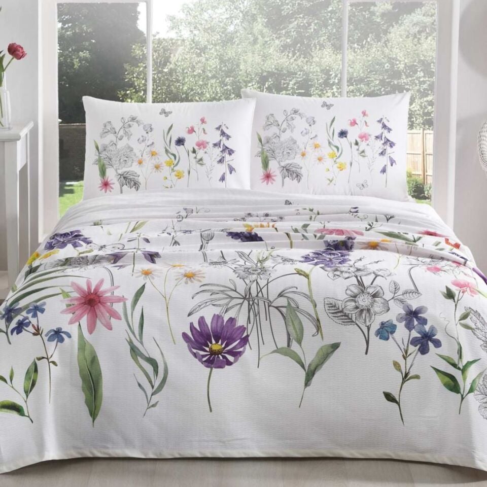 Taç Beauty %100 Pamuk Tek Kişilik Pike Takımı Lila