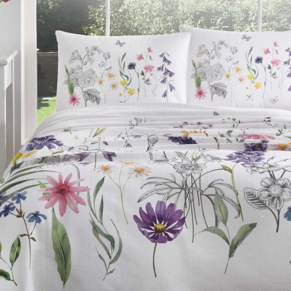 Taç Beauty %100 Pamuk Tek Kişilik Pike Takımı Lila