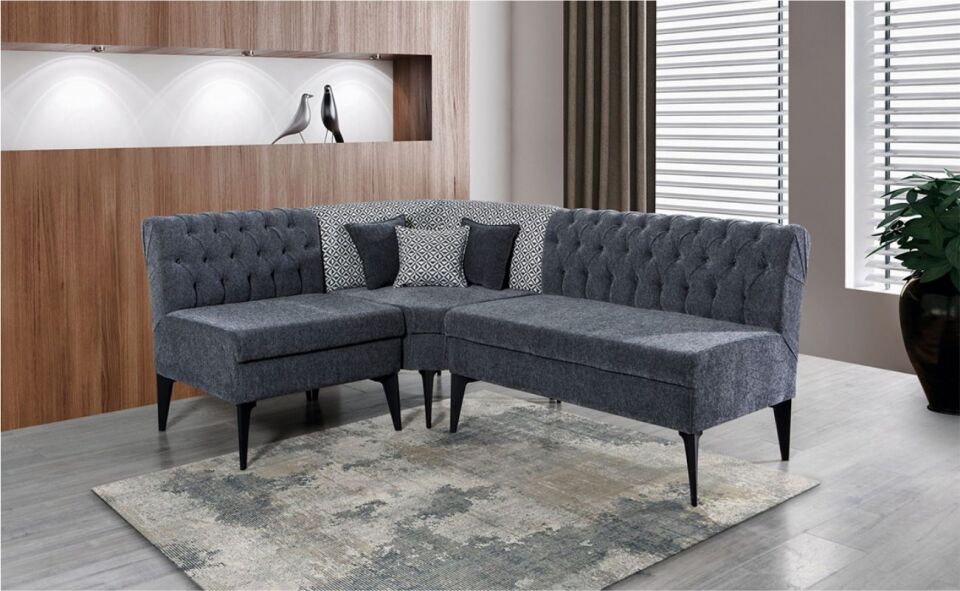 Always Katar Sonata Köşeli Masa Takımı(4207 San.-T670 Masa- Blk-4207 Grı Köşe)
