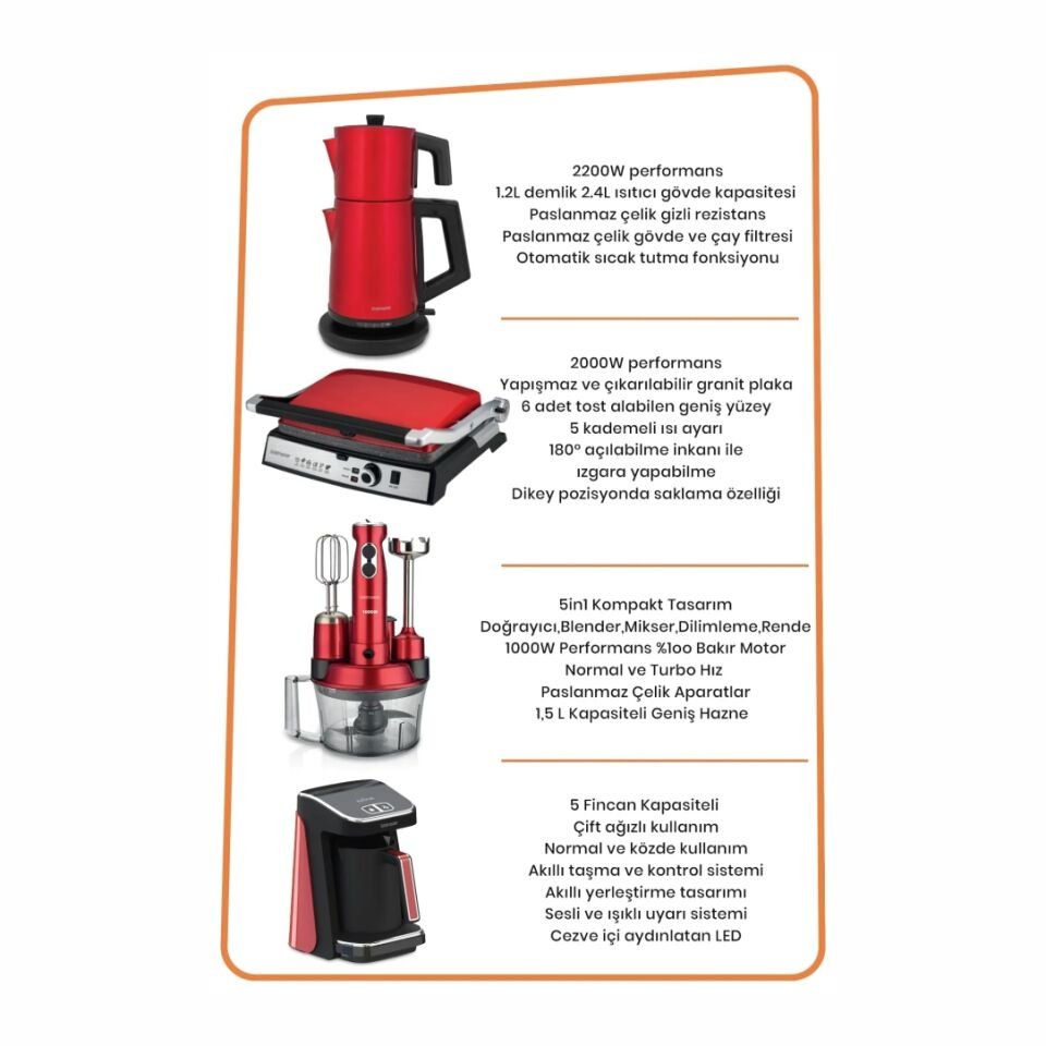 Goldmaster Platinium Kırmızı 24 Parça Elektrikli Çeyiz Paketi