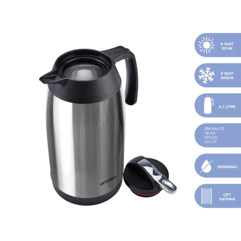 Emsan New Vega Çelik Termos Ekru 2,1 Litre