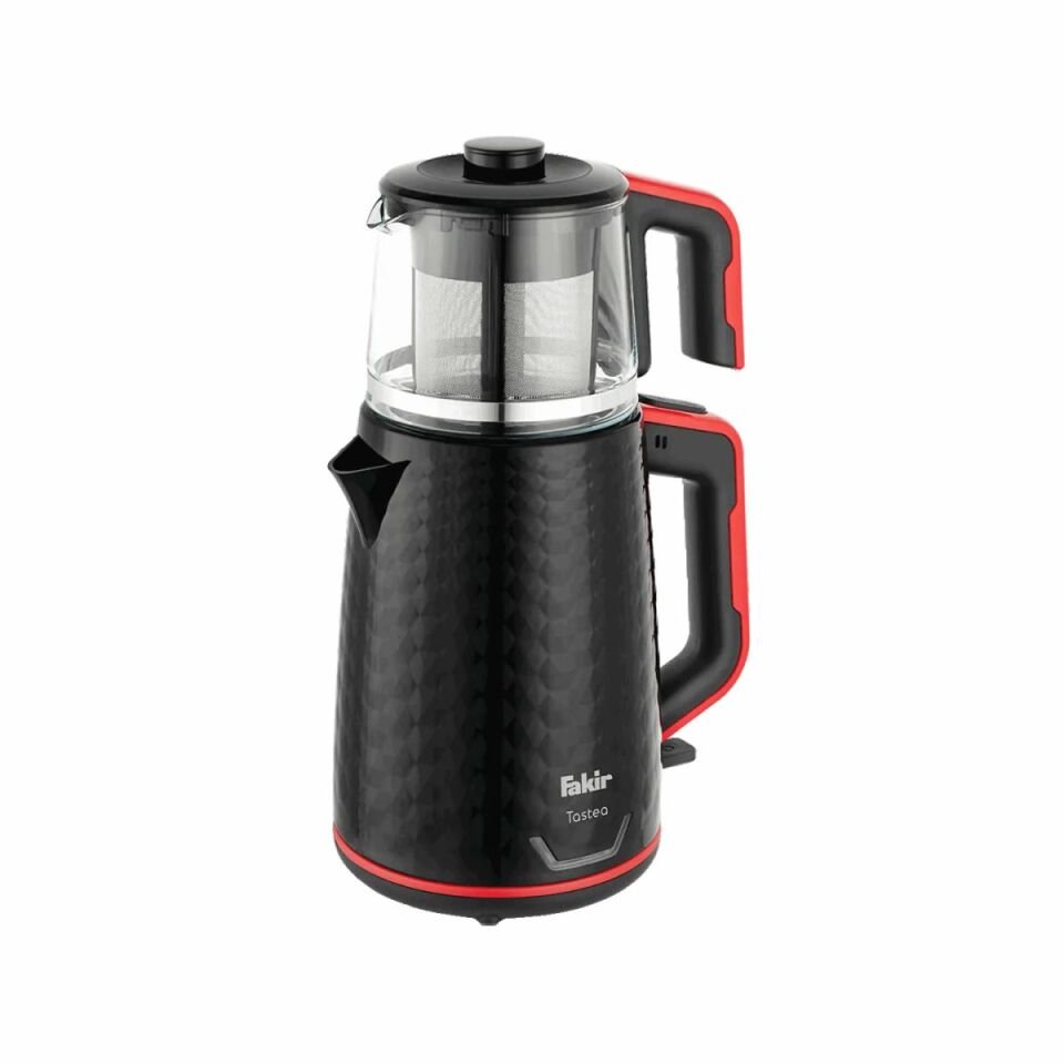 Fakir Testea Çay Makinesi & Kettle 2 Litre Paslanmaz Çelik Siyah-Kırmızı
