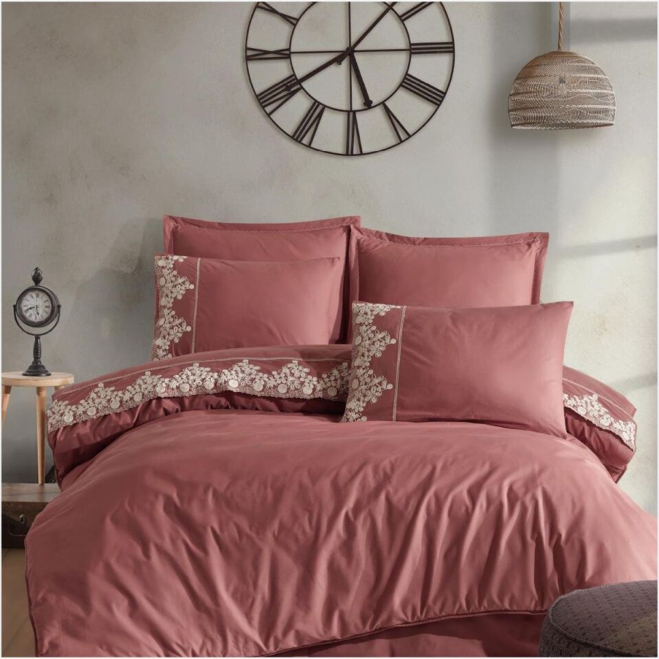 Aran Clasy Ranforce %100 Pamuk Butik Çift Kişilik Uyku Seti Osela V3 Kiremit