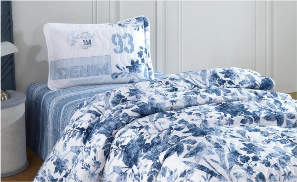 Aran Clasy Ranforce Yatak Örtüsü Seti Tek Kişilik Mavi  V1 Mavi