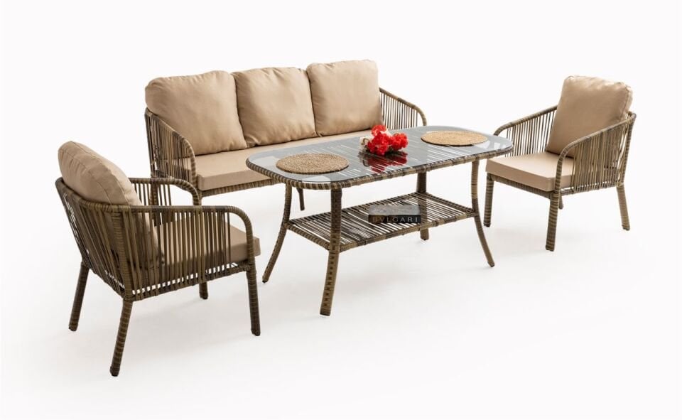 Artemis (3+1+1 Sehpa) Takım Açık Kahve