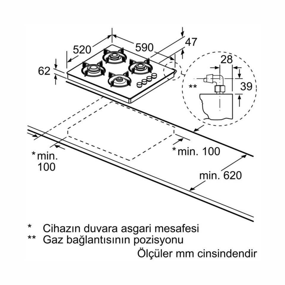 Profilo OO30P6O12D Siyah Set Üstü Ocak