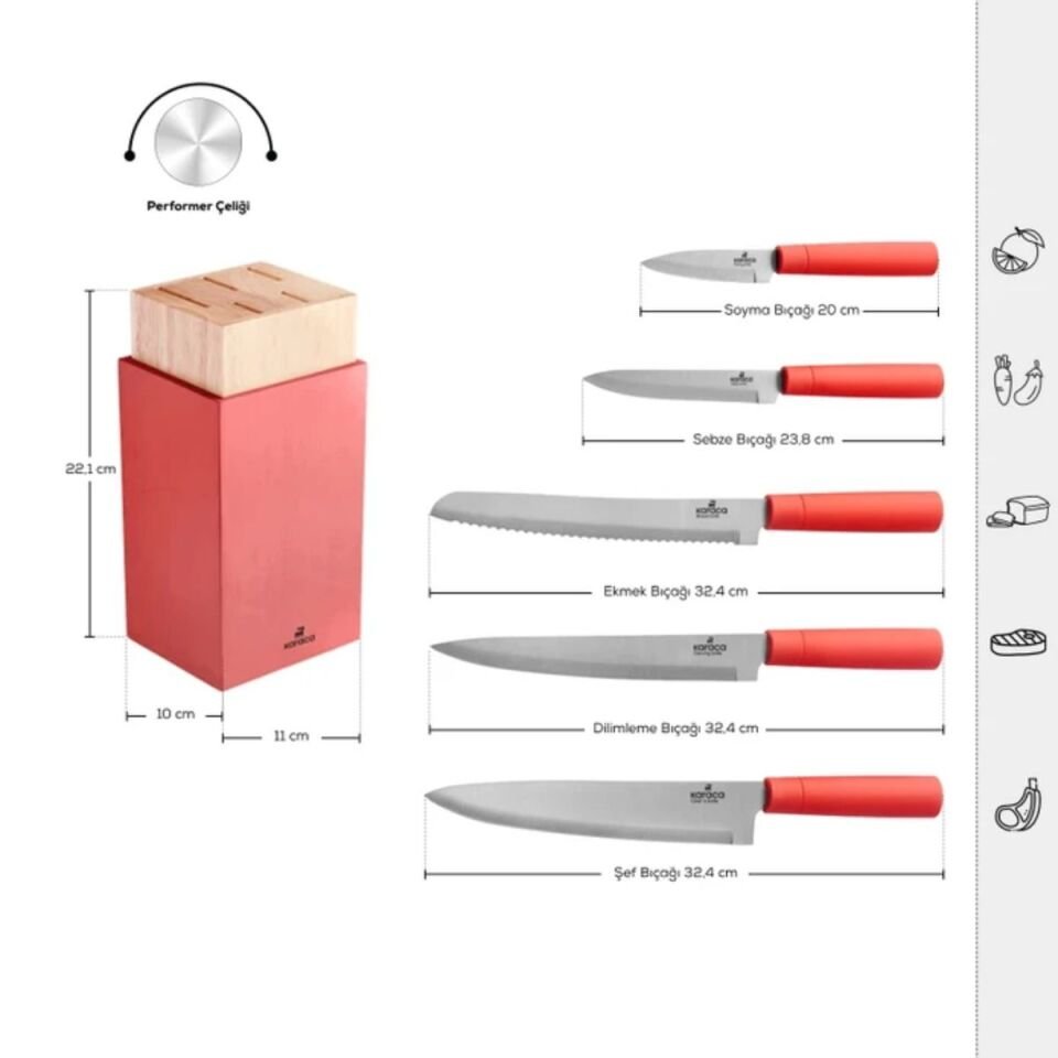 Karaca Viego 6 Parça Bıçak Seti Red