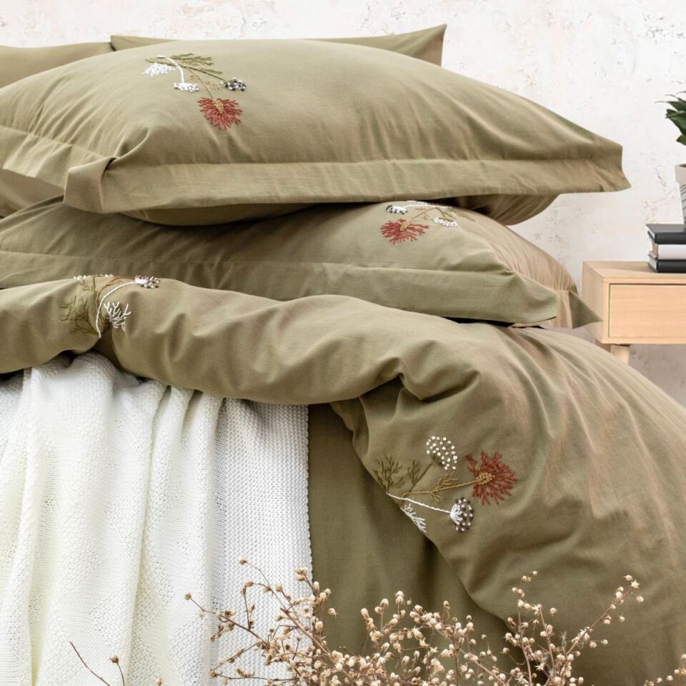 Schafer Home Olive Çift Kişilik Nevresim Takımı 7-Yeşil