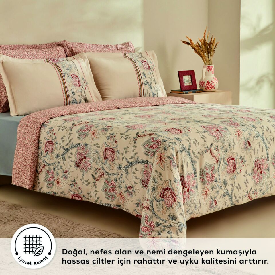 Karaca Mıol Lyocell Krep Çift Kişilik Nevresim Takımı Ekru
