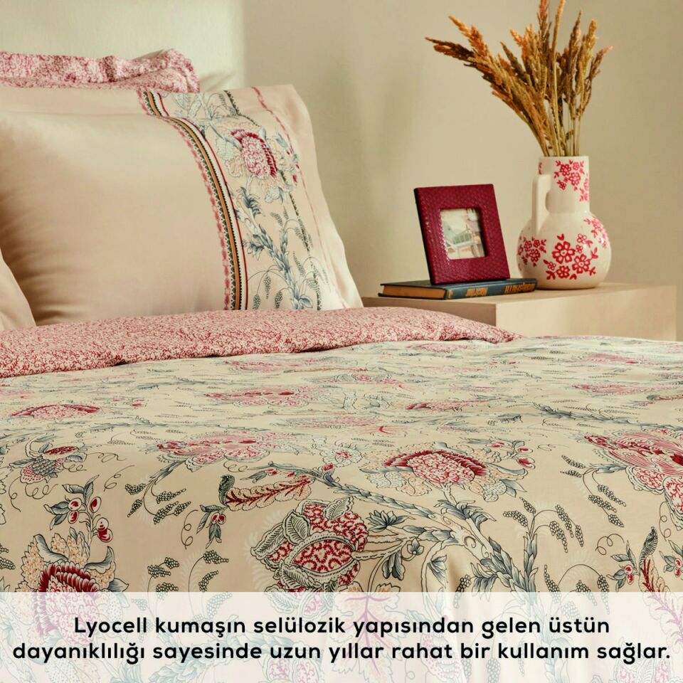 Karaca Mıol Lyocell Krep Çift Kişilik Nevresim Takımı Ekru