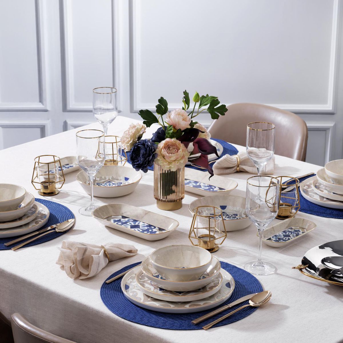 Schafer Martha Seramik Yemek Takımı 38 Parça-Mavi