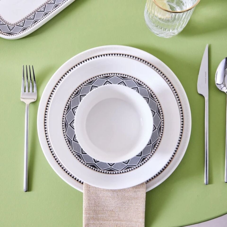 Karaca Stream Bone Monde 59 Parça 12 Kişilik Yemek Takımı Siyah