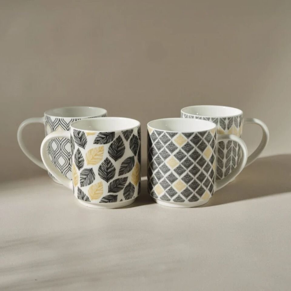 Karaca Nero 5 Parça Standlı Porselen Kupa/Mug Seti 320 Ml